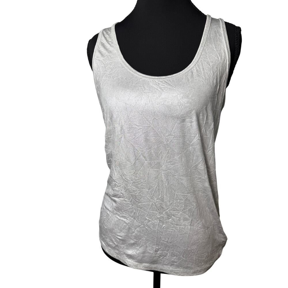 Rock and Republic Rockstar Silver Tank Top Metallic Stretchy Shirt Size Small